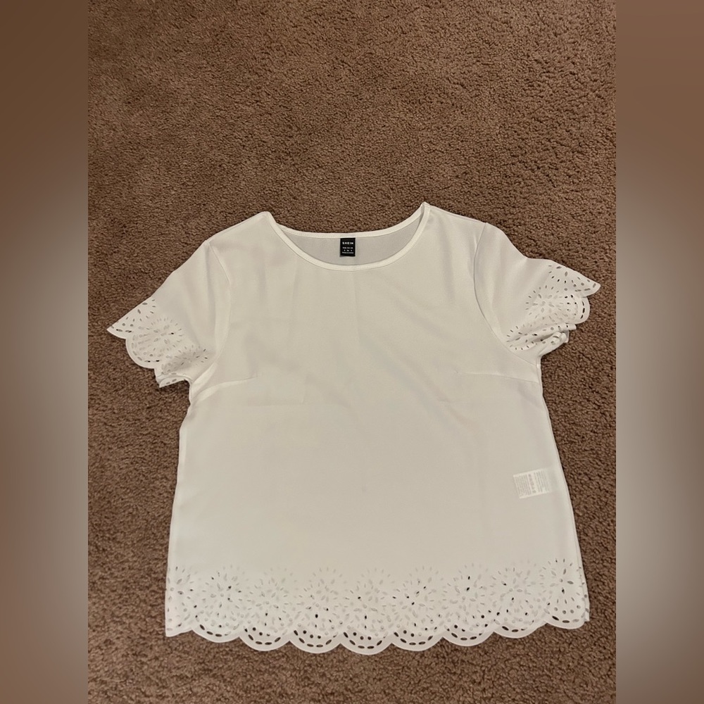 Shein women short sleeves white soft shirt size small